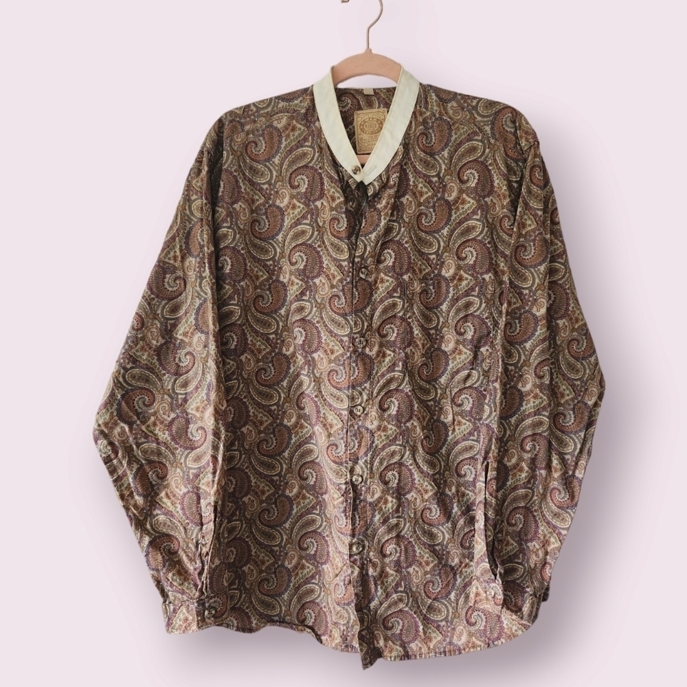 Wah Maker Vintage Paisley Western Frontier Button Down Shirt Size M Men's‎